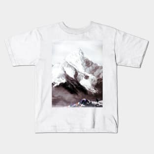 Panoramic View Of Everest Mountain Painting Kids T-Shirt